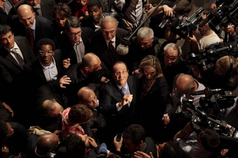 François Hollande au meeting au Bataclan